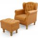 Poltrona De Amamentação Yara P02 Com Puff Paris L02 Couríssimo Whisky - Lyam Decor