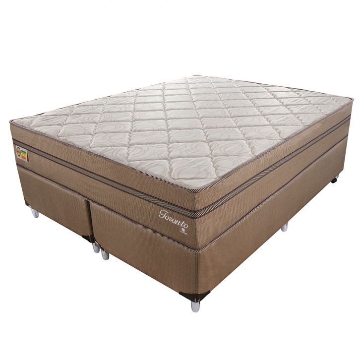 Cama Box Com Colchão King Toronto Mola Ensacada (70x193x203) Dourado E Bege