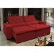 Sofá Lisboa 3,12m Retrátil, Reclinável, Molas no Assento Tecido Suede Velusoft Vermelho - Cama InBox