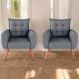 Conjunto de Poltronas Decorativas Lily Linho Cinza Saturno