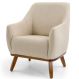 Poltrona Decorativa Base Fixa de Madeira Paloma D02 Algodão Bege C-129 - Lyam Decor