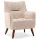 Poltrona Decorativa Fixa Pés de Madeira Isabella D02 Veludo Bege C-309 - Lyam Decor