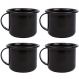 Jogo 4 Canecas Esmaltadas Retrô Pretas 90ml Xícaras Ágata Para Café Chá