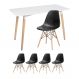 Mesa de jantar retangular Eames 60 x 120 cm branco + 4 cadeiras Eiffel DSW Preto