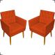 Kit 2 Poltronas Decorativas Para Sala Nina Com Base E Capitonê Suede Terracota Pé Castanho - Clique E Decore