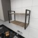 Prateleira industrial cozinha aço preto 30cm amadeirado ind01aec