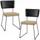 Kit 02 Cadeiras Decorativas Sala Jantar Allana L02 Couríssimo Preto Linho Bege Escuro - Lyam Decor