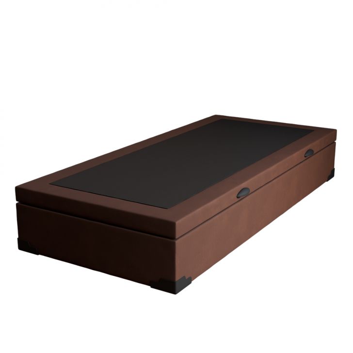 Base Para Cama Box Solteiro Martin Premium Com Baú Suede (47x88x188) Marrom