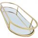 Bandeja Espelhada Oval Metal Dourado Lavabo Multiuso 30x12cm