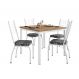 Conjunto de Mesa Quadrada com Tampo MDP e 4 Cadeiras Adriana Revestimento Sintético Mosaico Silver e Branco