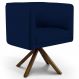 Poltrona Decorativa Base Giratória de Madeira Betina D02 Veludo Azul Oxford C-304 - Lyam Decor