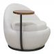 Poltrona Kaira Mesa Lateral Direita Base Fixa Preto Bouclé Creep Off White - Nexta Casa