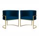 Kit 02 Poltronas Decorativa Luana Luxo Veludo Azul Marinho
