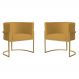 Kit 2 Poltronas Decorativa Sala de Estar Luana Base Gold Suede Mostarda - Montanaris Decor
