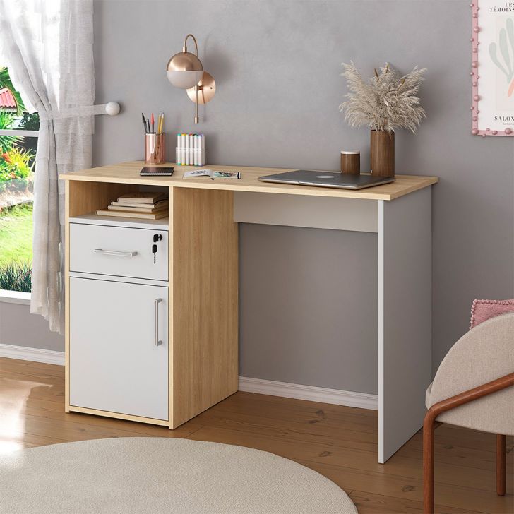 Escrivaninha Hall 1 PT 1 GV Carvalho e Branca