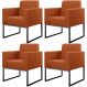 Kit 04 Poltronas Decorativas Sala Base Fixa Metal Helô L02 Tecido Terracota - Lyam Decor