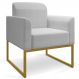 Poltrona Decorativa Base Industrial Dourada Maressa A05 Linho Cinza Claro - Ibiza