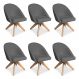 Kit 06 Poltronas Cadeira Giratória Bela Suede Grafite Base de Madeira - Pallazio