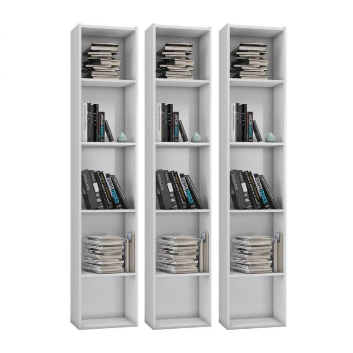 Kit 3 Estantes Livreiro Multiuso 4 Prateleiras Janaína Branco - AJL Móveis