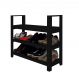 Sapateira Banco | Banqueta com Braço de Piso para Closets e Quartos 8 Pares Sapatos - Preto Laca