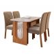 Conjunto de Mesa de Jantar Retangular com Tampo de Vidro Off White Valentina e 4 Cadeiras Fernanda Suede Joli e Cinamomo