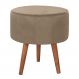 Puff Puf Redondo Pes Palito 44x40cm Suede Marrom Claro MPassos