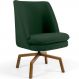 Poltrona Decorativa Giratória Base Ka Castanho Pérsia D02 Veludo Verde B-303 - Lyam Decor