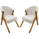 Kit 2 Poltronas Decorativa Para Sala Recepção You Bouclé Premium Bege Braça Amadeirada