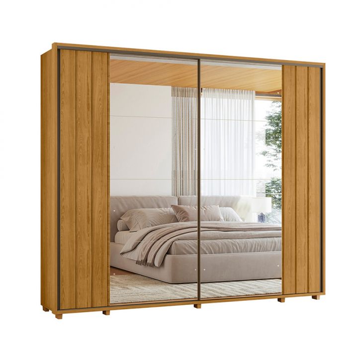 Guarda-roupa Casal Com 2 Espelhos Dali 2 Portas 8 Gavetas Cumaru