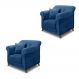 Kit 2 Poltronas Decorativas com 2 Almofadas Armstrong Suede Azul Marinho G63 - Gran Belo