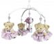 Móbile Musical Ursinha Princesa e Balão Rosê Quarto Bebê Infantil Menina