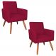 Kit 2 Poltronas Nina Veludo Vermelho Pés Palito Castanho - Pallazio