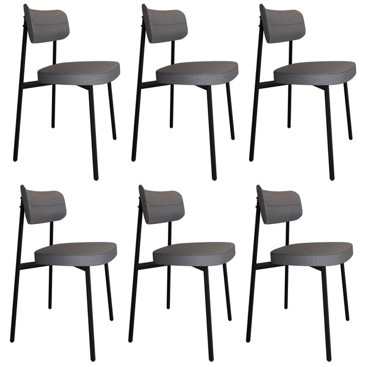 Cadeira de Jantar Estofada Kit 6 Ella M25 Linho Cinza - Mpozenato