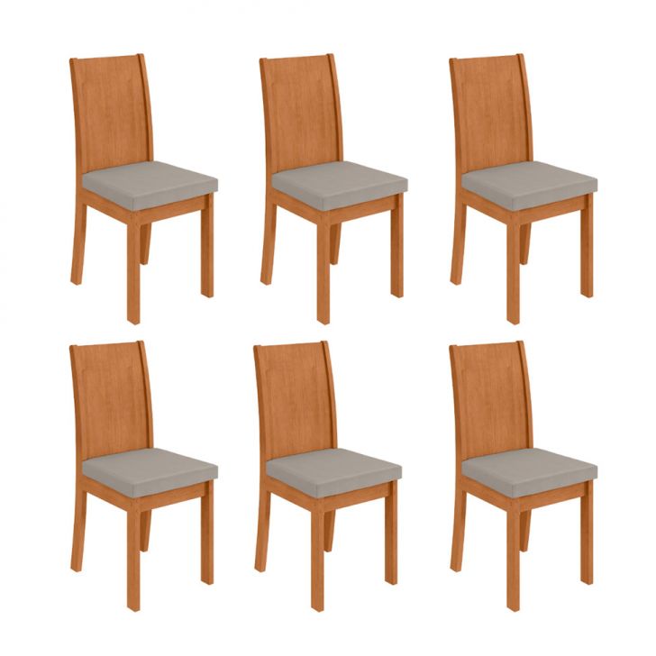 Conjunto com 4 Cadeiras Athenas Veludo Capuccino e Amêndoa