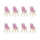 Kit 8 Cadeiras Estofadas Saarinen Wood Pés de Madeira Rosa