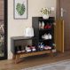 Sapateira Organizadora Com Prateleiras Porta E Nicho Shoes - Preto/Ripado Nature - Lojas RPM