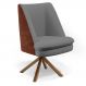 Poltrona Decorativa Base Giratória Pérsia D02 Veludo Cinza C-317 Corano Marrom B-38 - Lyam Decor