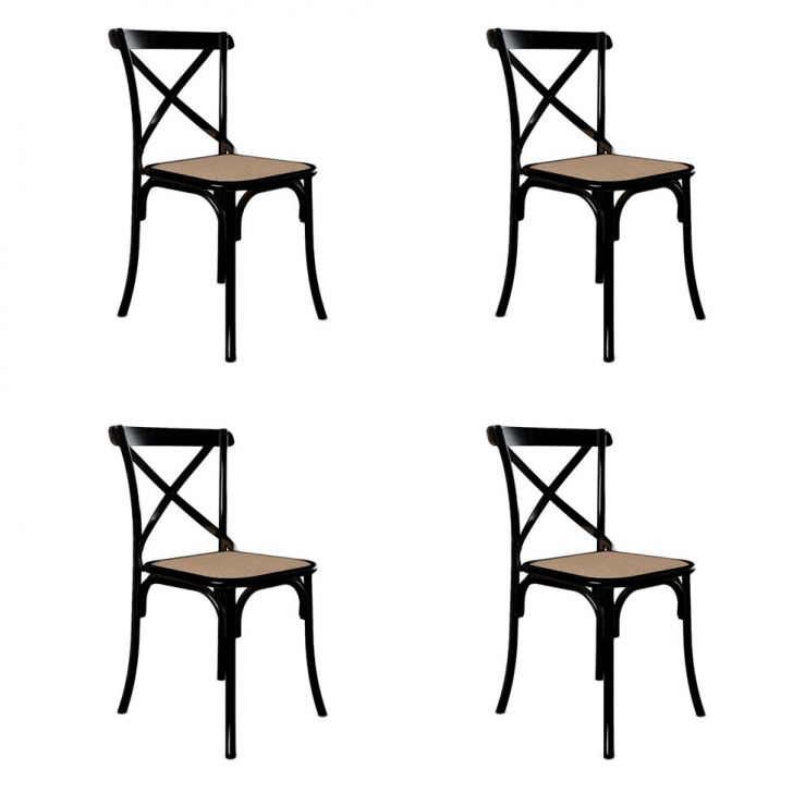 Conjunto com 4 Cadeiras de Jantar Katrina Preta