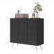 Gabinete Banheiro 3 Portas Retrô 90cm Multimóveis V5030 Preto/Branco