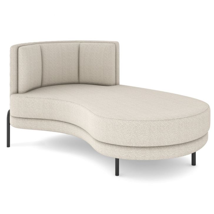 Chaise Longue Divã 164cm Braço Esquerdo Logus D06 Bouclê Bege - Mpozenato