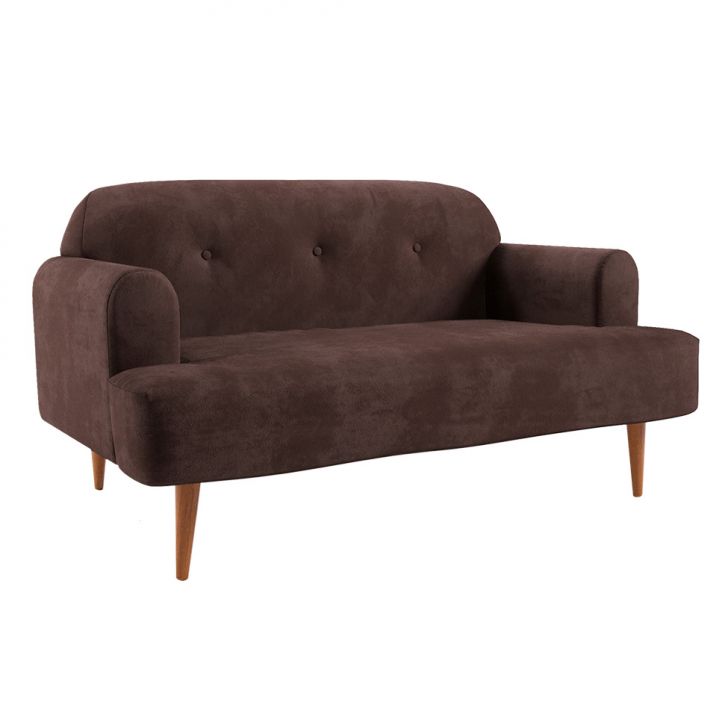 Sofá 2 Lugares Kiev Velosuede Marrom 130 Cm
