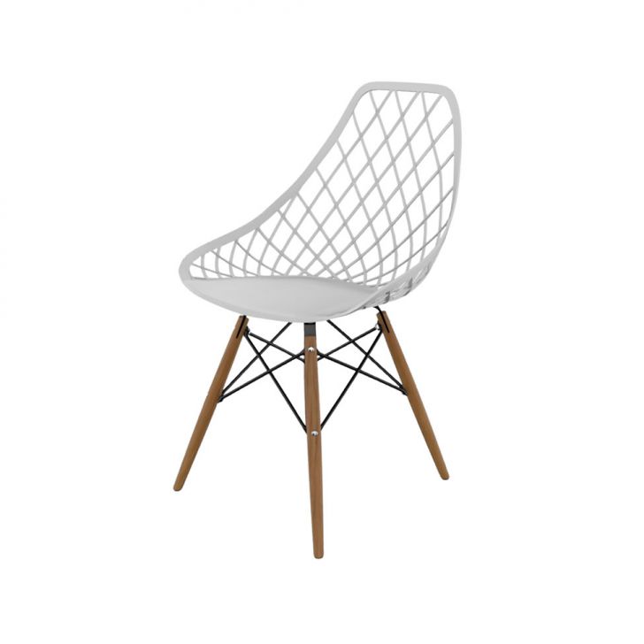 Cadeira Kayla Branca e Madeira