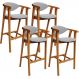 Kit 04 Banquetas Alta Para Cozinha Bancada Bar Sala de Jantar Fixa Cecília L02 Suede Cinza - Lyam