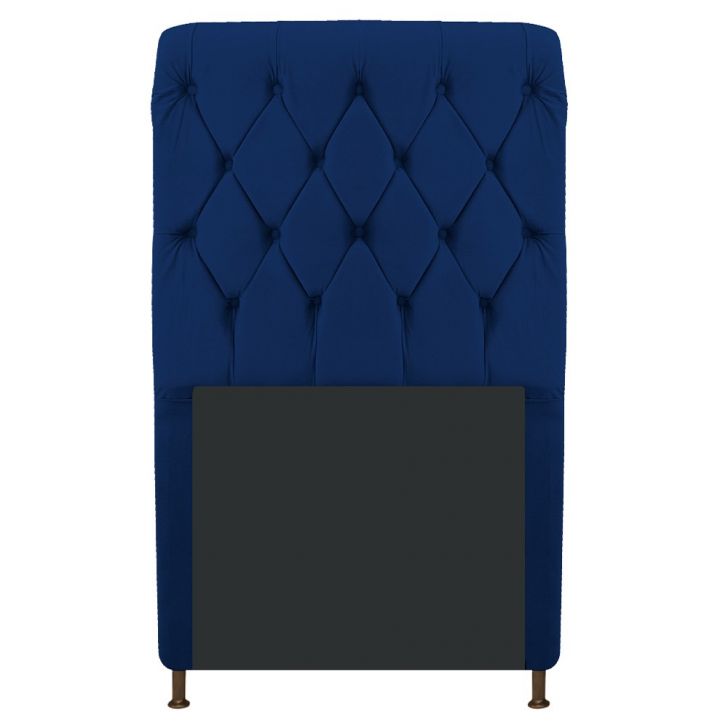 Cabeceira Estofada Cristal 100 cm Solteiro Com Capitonê Suede Azul Marinho - Amarena Móveis