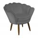 Poltrona Decorativa Pétala Pés Palito Suede Cinza - DS Estofados
