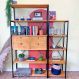 Estante Style de Ferro e Madeira Dual 6 e 5 Prateleiras com 2 Gaveteiros Industrial Nozes e Preto