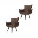 Kit 02 Poltronas Decorativas Emília Aba Pés Palito Suede Marrom - DS Móveis