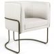Poltrona Decorativa Fixa Base de Aço Bronze Betina D02 Linho Creme A-48 - Lyam Decor