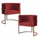 Kit 2 Poltronas Decorativa Luana Base Bronze Veludo Vermelho - Montanaris Decor