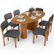 Mesa Para Sala de Jantar Ourense com 06 Cadeiras Sala de Jantar Dara L02 Linho Cinza Escuro - Lyam Decor